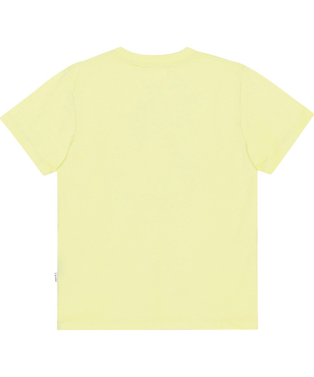 Roxo - Sour Lemon - Gul kortærmet t-shirt i økologisk bomuld med et stort smiley-print på fronten