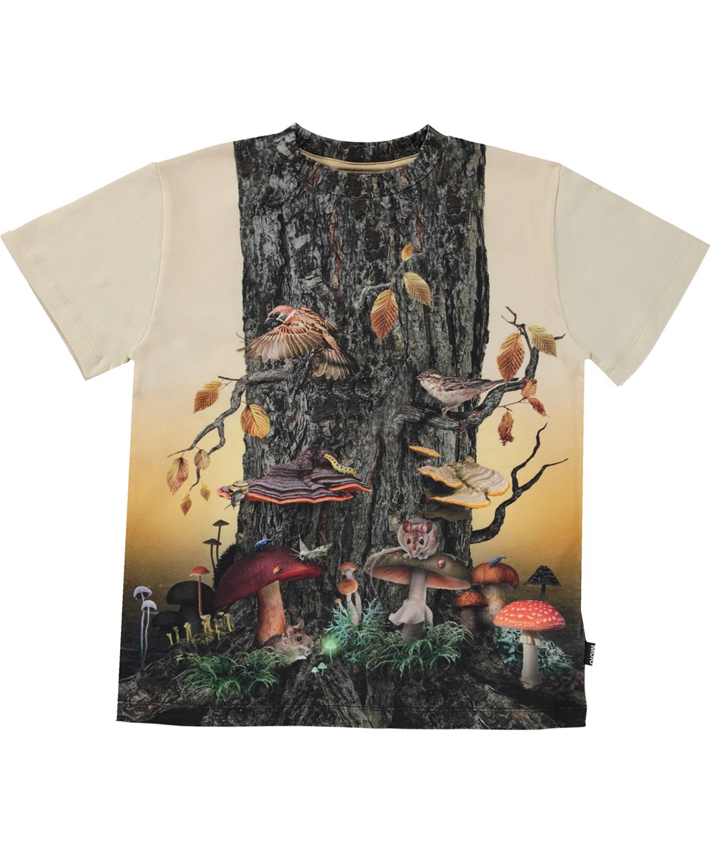 Roxo - Tree Life - Multifarvet økologisk t-shirt med træstamme print