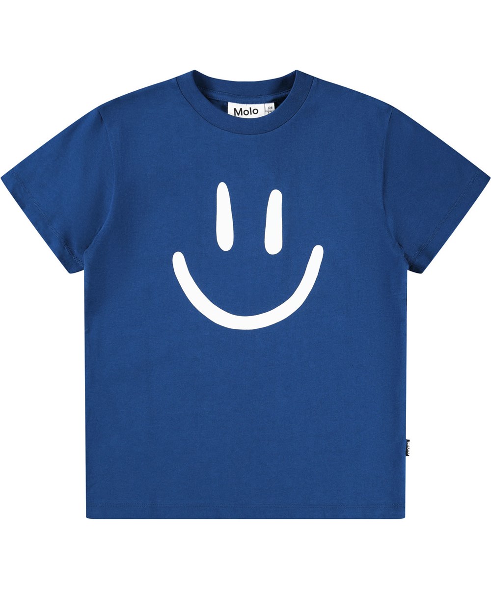 Roxo - Blue Depths - Blå t-shirt til børn i blødt økologisk bomuld med korte ærmer og ribkant i halsen.