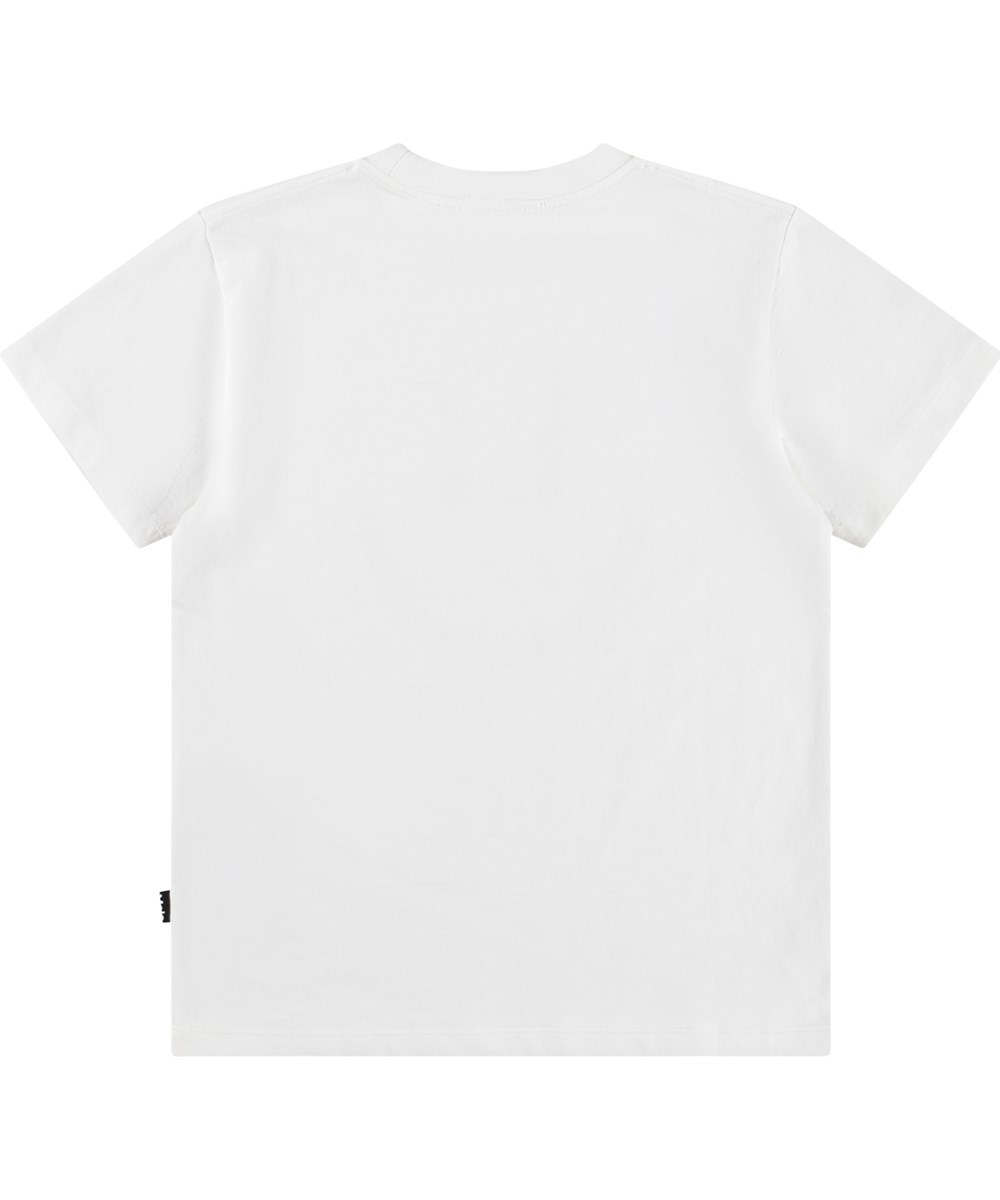 Roxo - Crisp White - Hvid t-shirt til børn i blødt økologisk bomuld med korte ærmer og ribkant i halsen.