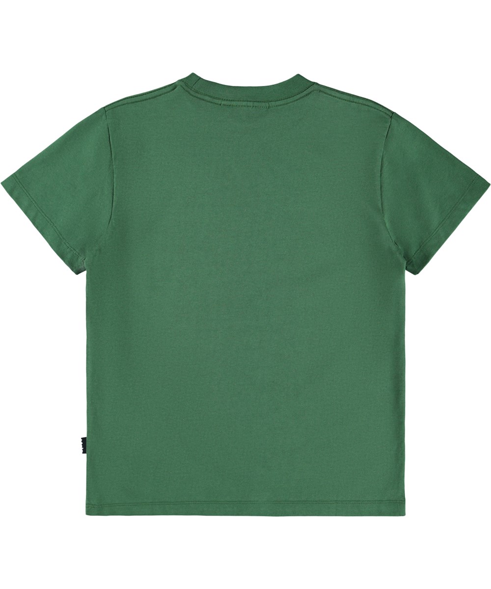 Roxo - Pine Tree - Grøn t-shirt til børn i blødt økologisk bomuld med korte ærmer og ribkant i halsen.