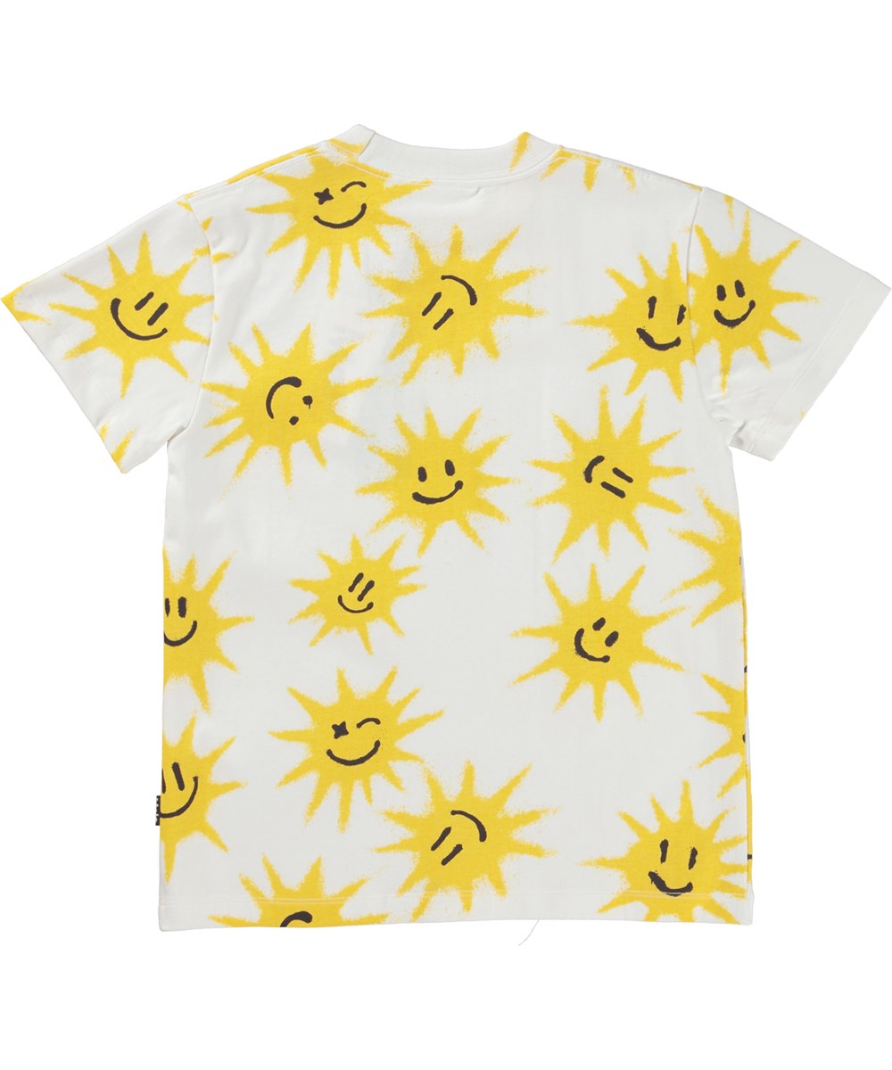 Roxo - Happy Suns - Hvid unisex t-shirt med sol print