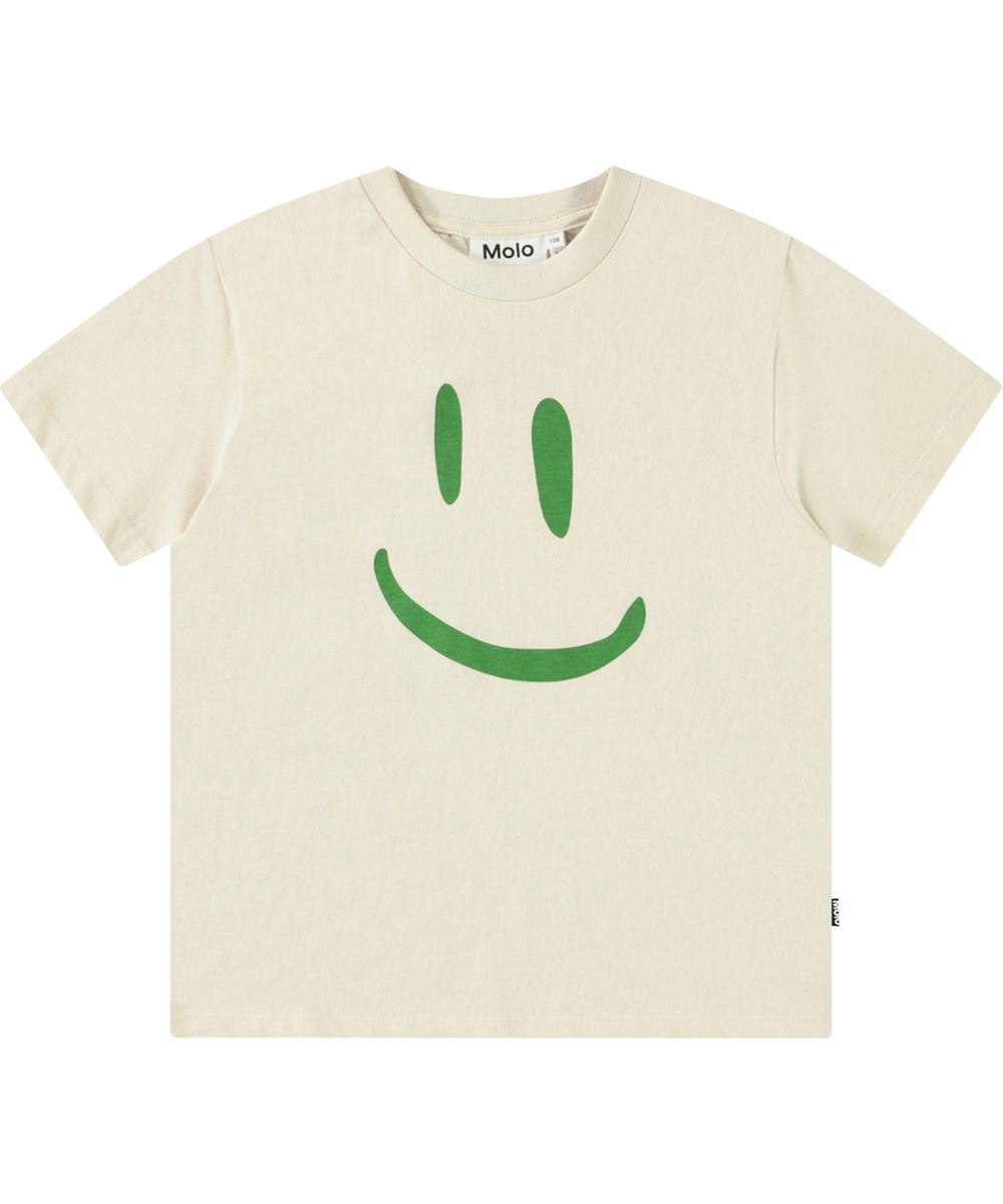 Roxo - White Noise - Råhvid t-shirt til børn i økologisk bomuld med korte ærmer, ribkant i halsen og en løs pasform.