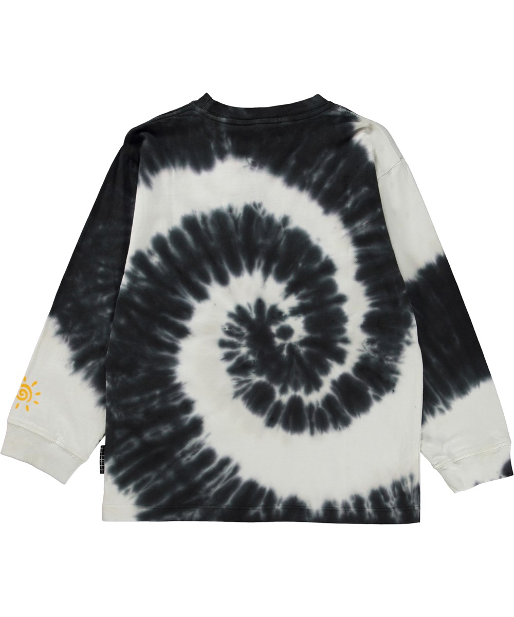Rube - Spiral Dye - Langærmet økologisk t-shirt med sort/hvid tie-dye print