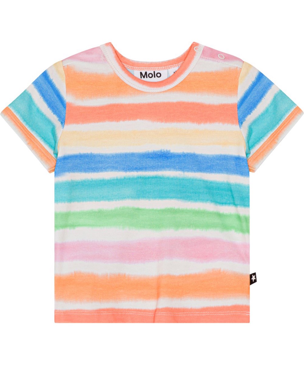 Easy - Multi Colours - Multi-coloured, striped t-shirt for small children in organic cotton jersey