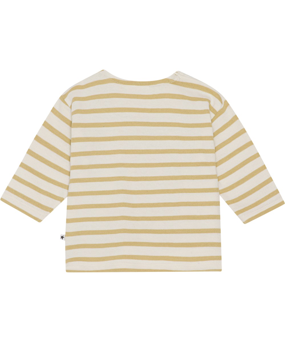 Edarko - Cardboard Stripe - Striped organic baby top in gold and white