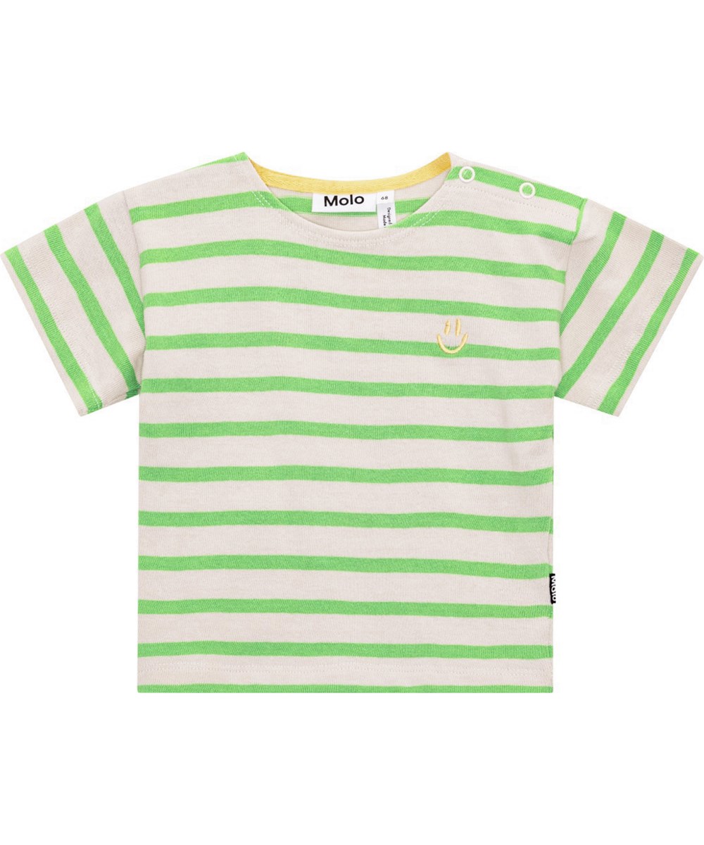 Eivor - Grass Stripe - Striped t-shirt for small children in organic cotton