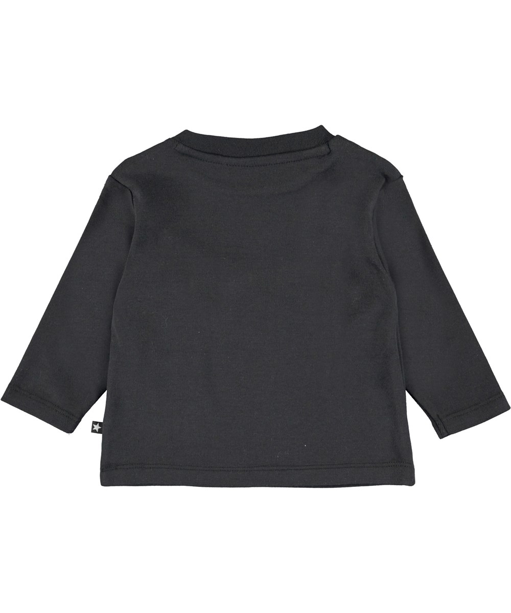 Eki - Black - Black organic baby top with smiley face