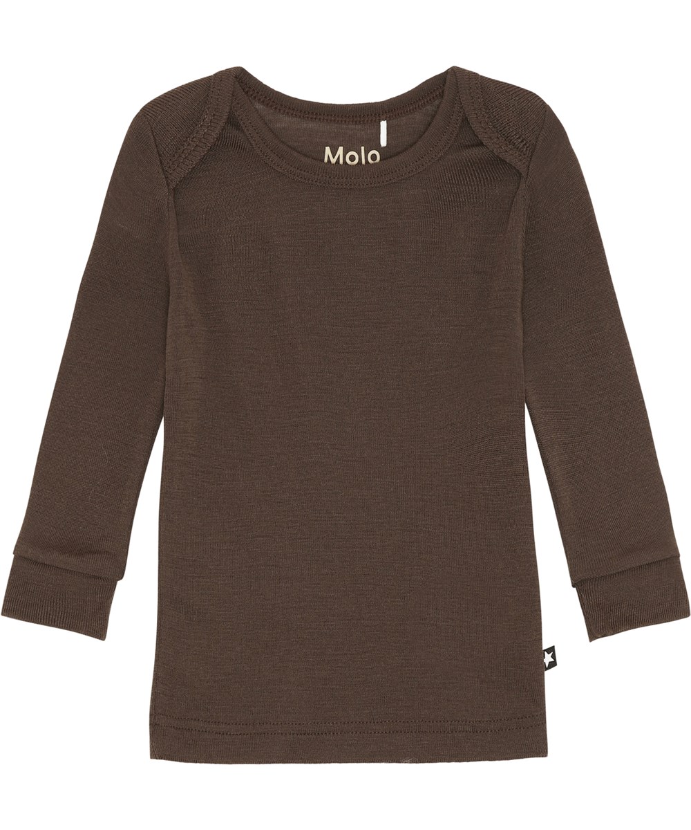Eli - Deep Oak - Brown wool baby top 