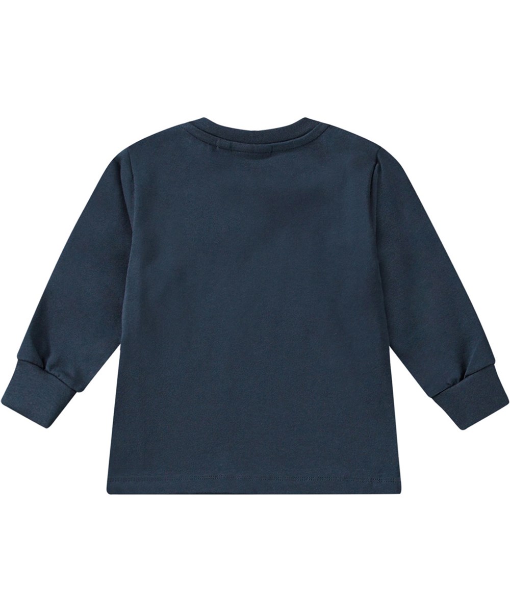 Eloy - Polar Bear Cubs - Dark blue organic cotton jersey top with long sleeves and placed polar bear print.