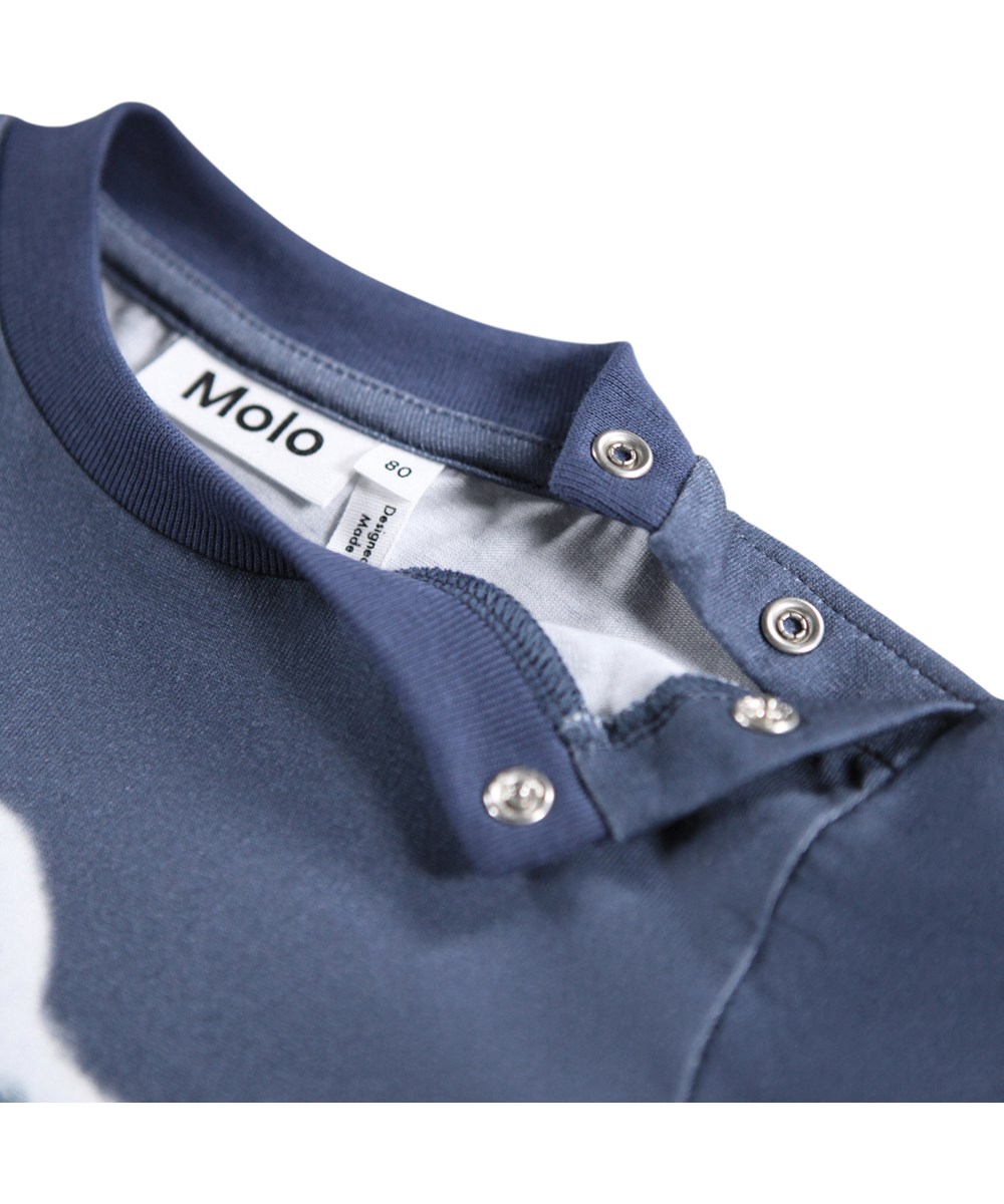 Eloy - Toy Elephant - Dark blue long-sleeved top for the little ones made of organic cotton jersey with a print of a crocheted baby elephant.