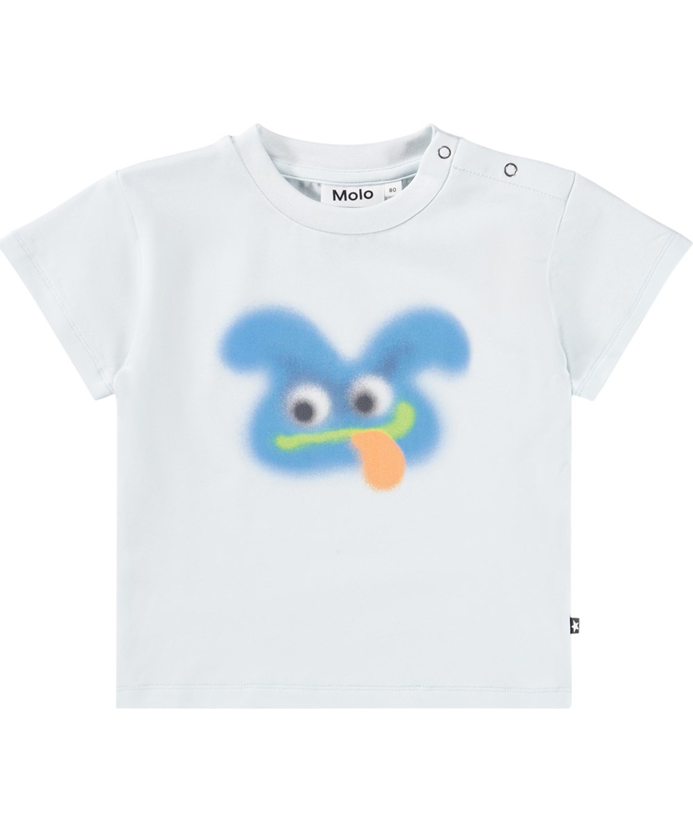 Enzo - Fuzzy Friend - Classic light blue T-shirt for the little ones made of organic cotton with a print  