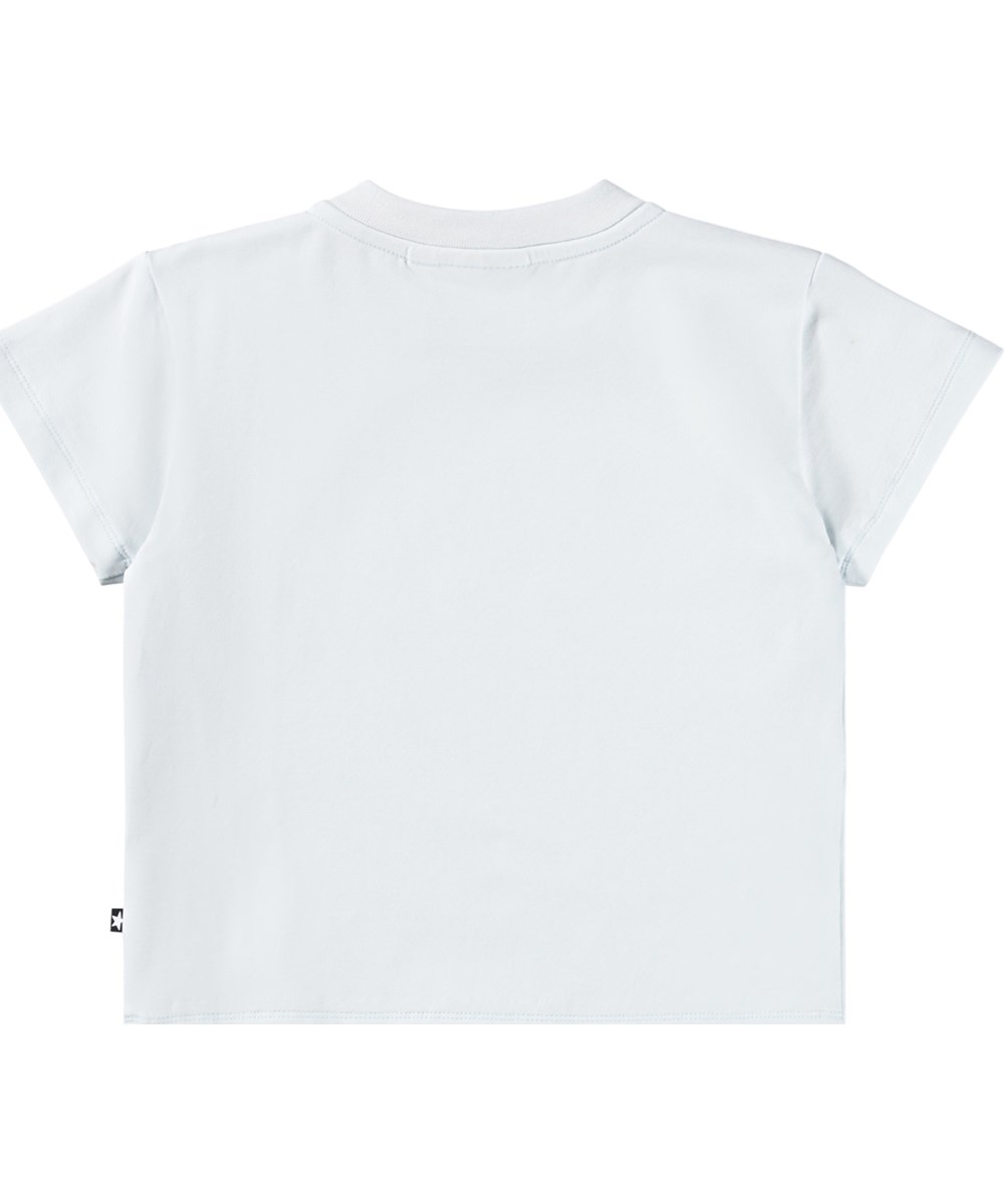 Enzo - Fuzzy Friend - Classic light blue T-shirt for the little ones made of organic cotton with a print  