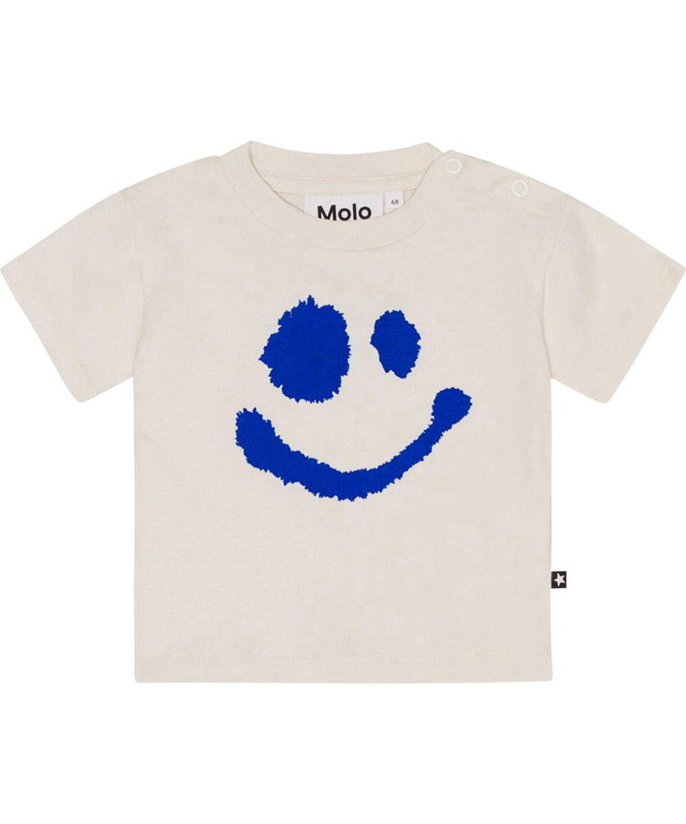 Enzo - Sea Shell - White t-shirt for small children in organic cotton with a print of a smiling face