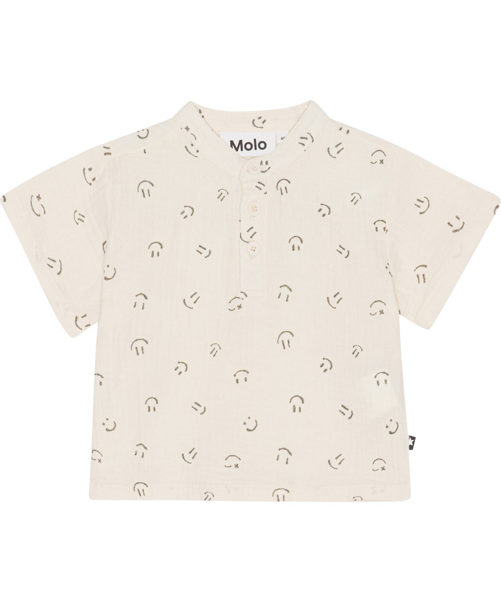 Ever - Happy Mini - White baby shirt with smiley face print 