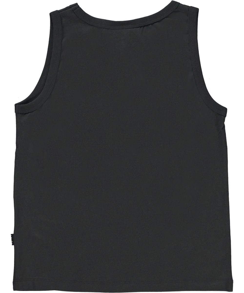 Rave - Space Grey - Dark grey organic vest with smiley faces 