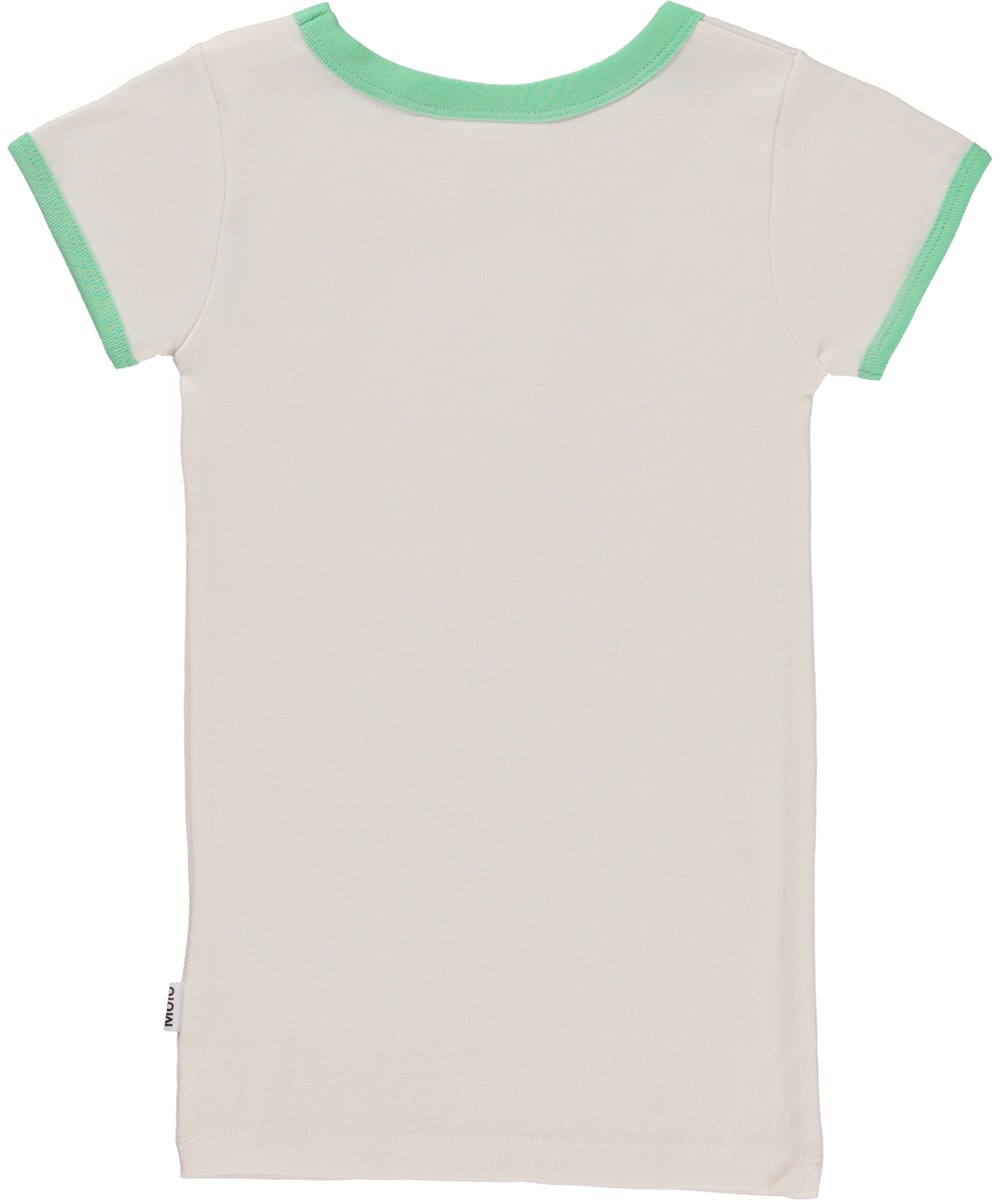 Rhiannon - Pearled Ivory - T-shirt with sun print and green edges