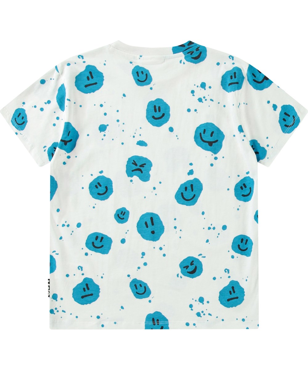 Riley - Big Mood Dots - White t-shirt for children in soft organic cotton with short sleeves and ribbed neckline.