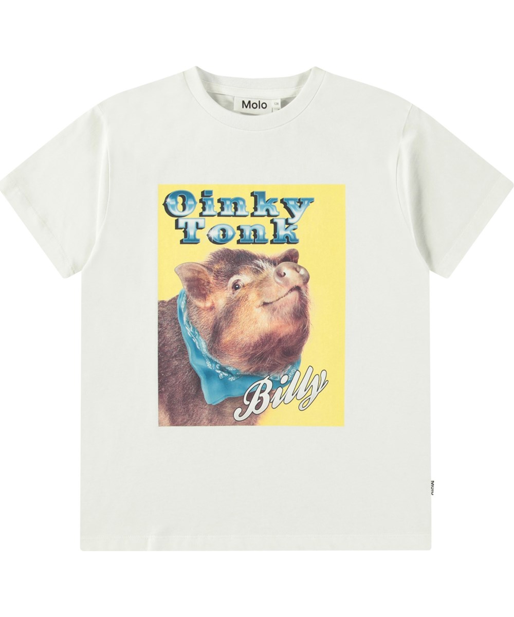 Riley - Billy - White t-shirt for children in soft organic cotton with short sleeves and ribbed neckline.