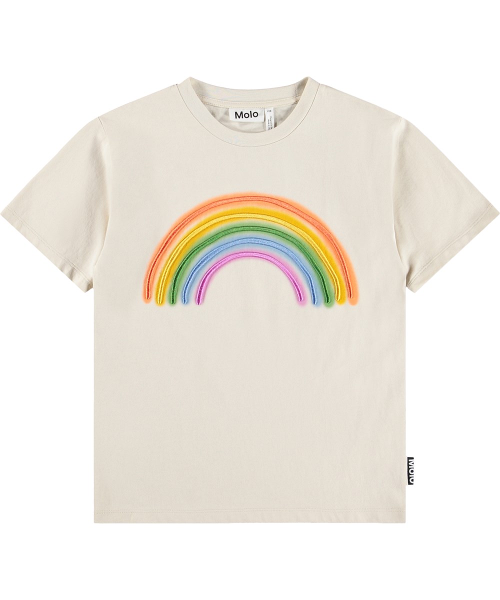 Riley - Hazy Rainbow - Beige T-shirt for children made of organic cotton