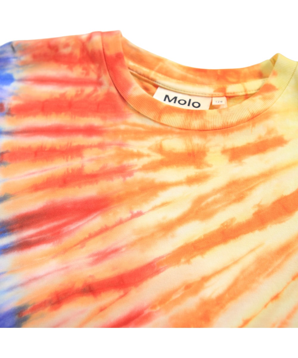 Riley - Spectrum Dye - Colourful tie-dye T-shirt for children made of soft organic cotton with short sleeves and a ribbed neckline.