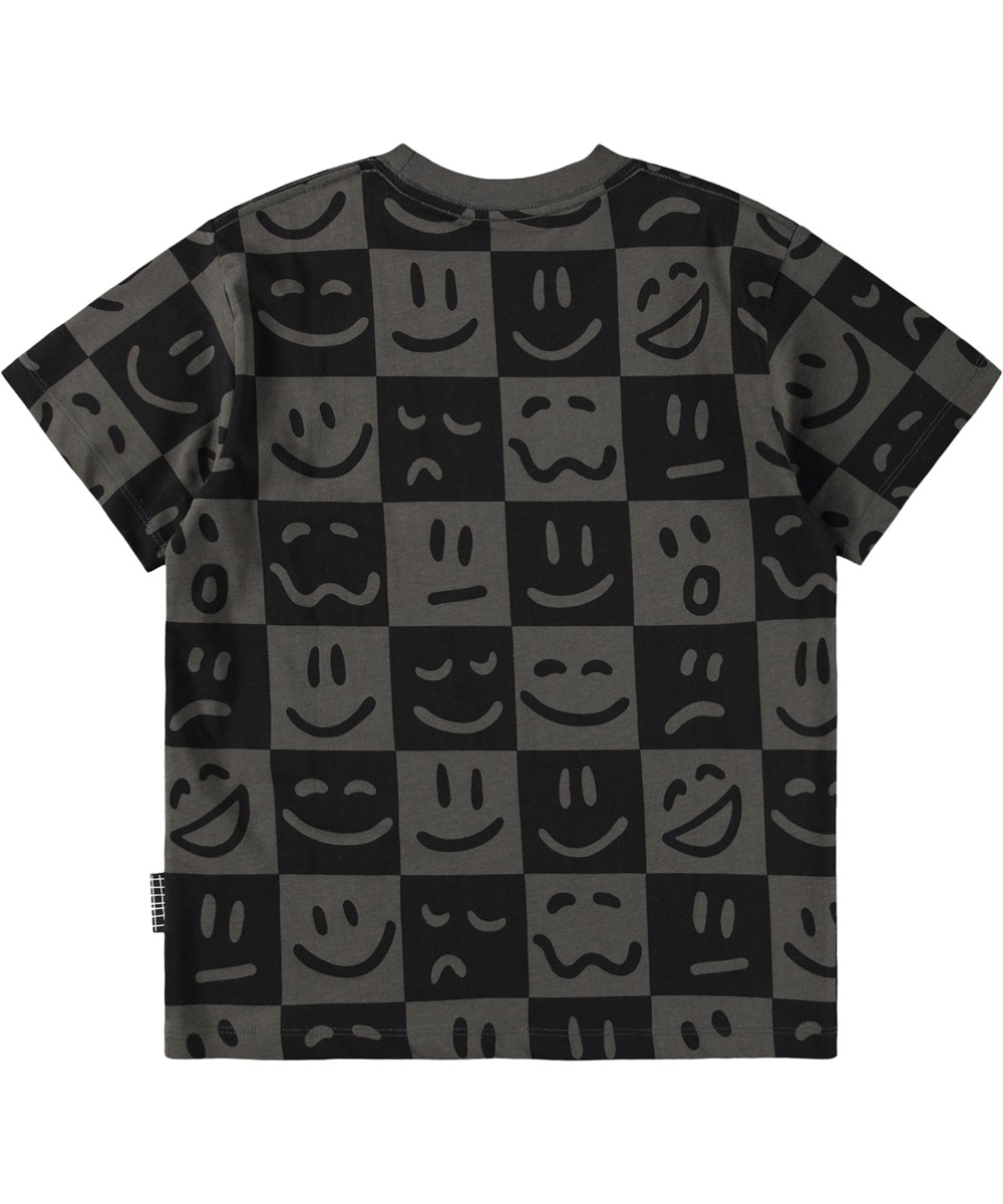 Riley - Vibe Checks BLK - Grey and black T-shirt for children made of organic cotton