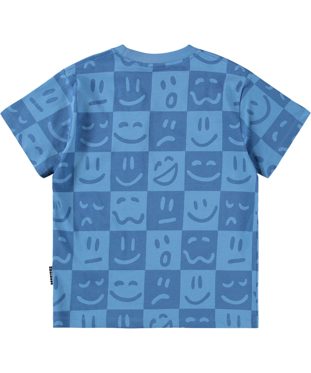 Riley - Vibe Checks BLU - Blue T-shirt for children made of organic cotton 