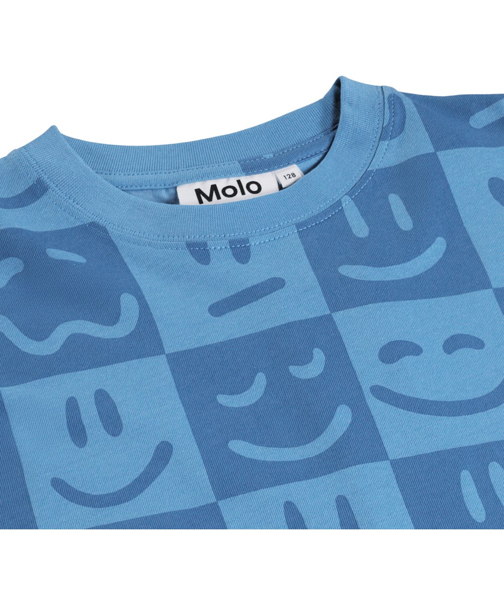 Riley - Vibe Checks BLU - Blue T-shirt for children made of organic cotton 
