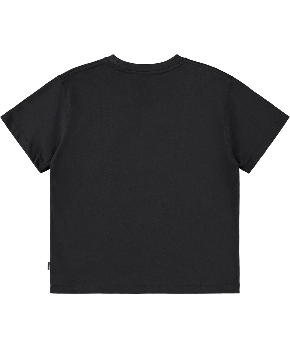 Rodney - Alien Dark - Black T-shirt for children made of soft organic cotton with short sleeves and a ribbed neckline.