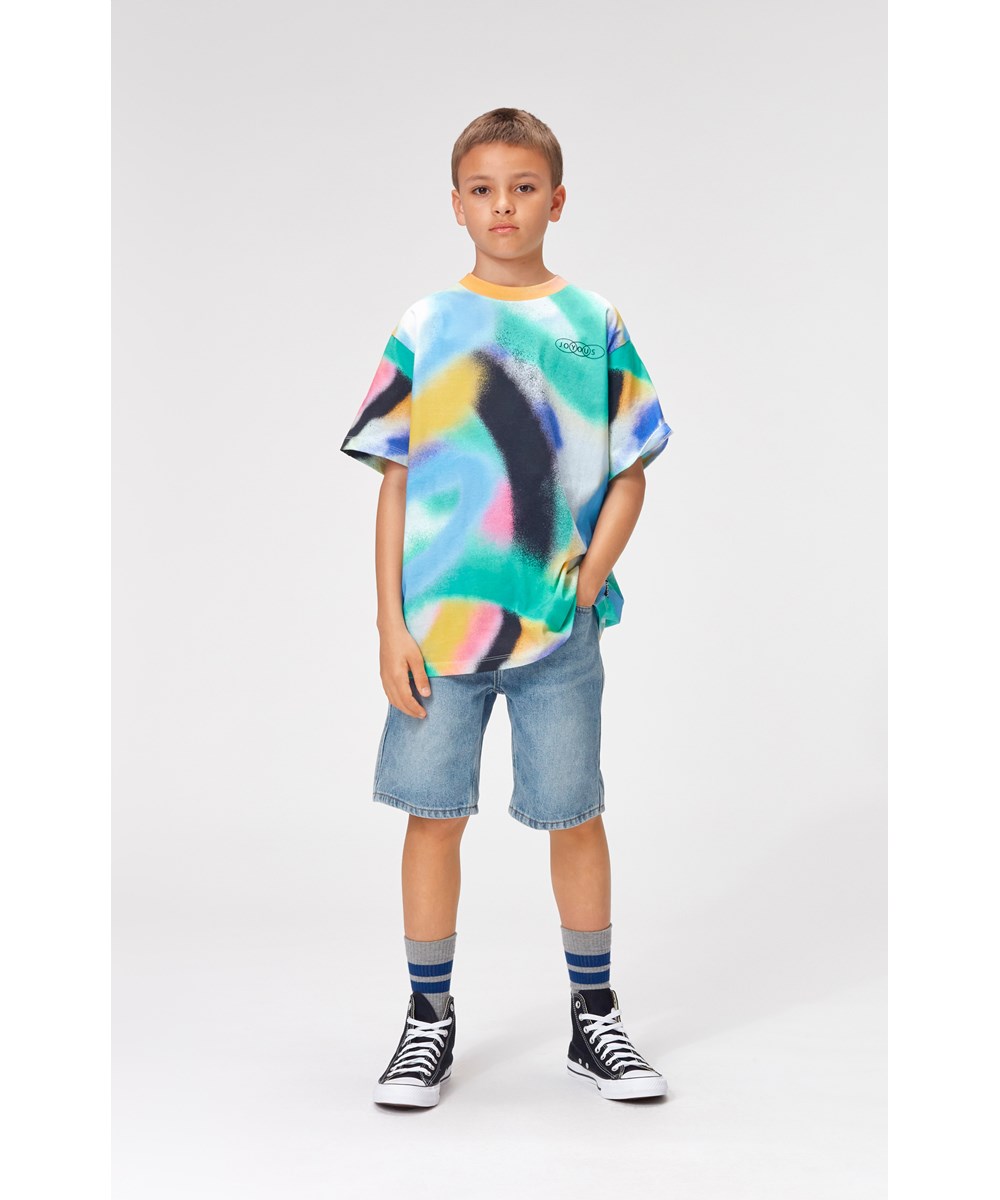 Rodney - Spray Colours - Multi-coloured, wide fit basic t-shirt
