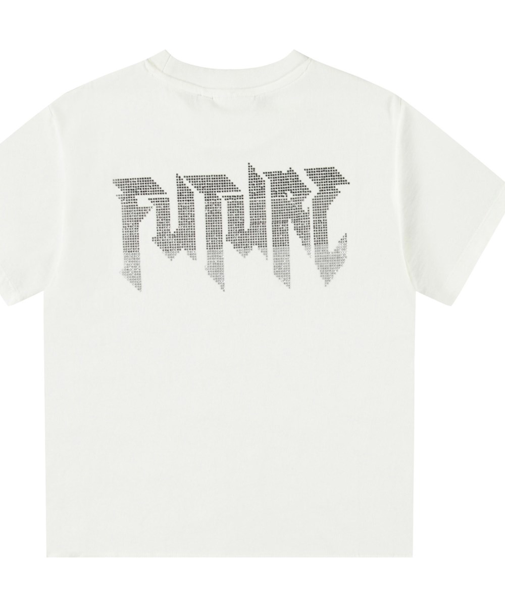 Rodney - White - White organic cotton t-shirt for children with short sleeves and ribbed neckline.