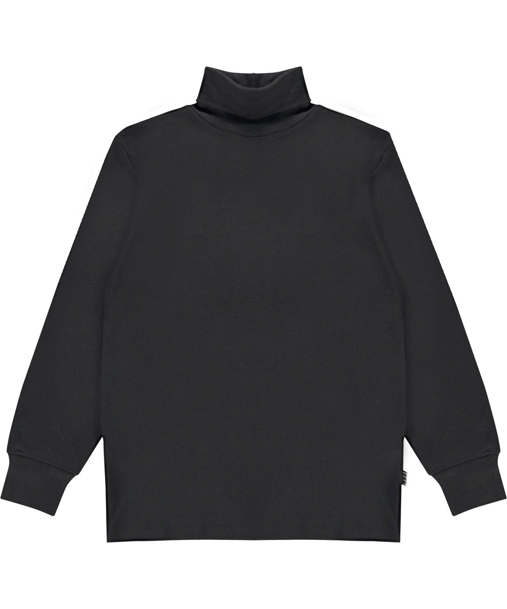 Ronez - Black - Black organic roll-neck with print on back
