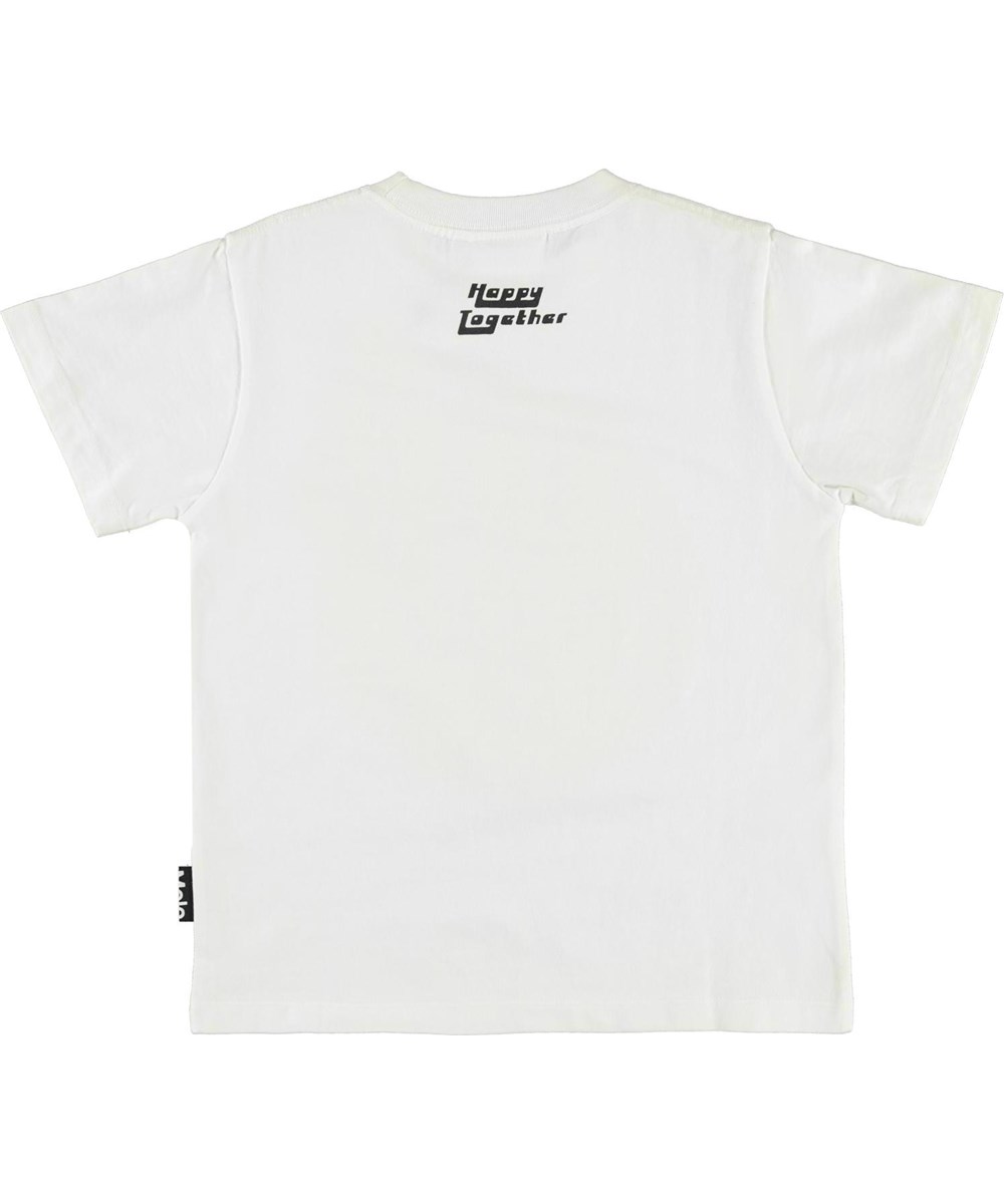 Roxo - Yellow Happy - Basic white t-shirt with spray paint smiley face