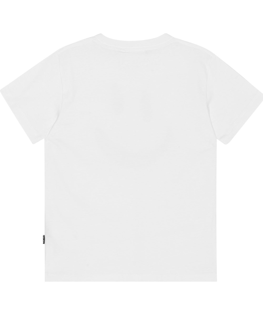 Roxo - White - White t-shirt in organic cotton with a print of smiling faces