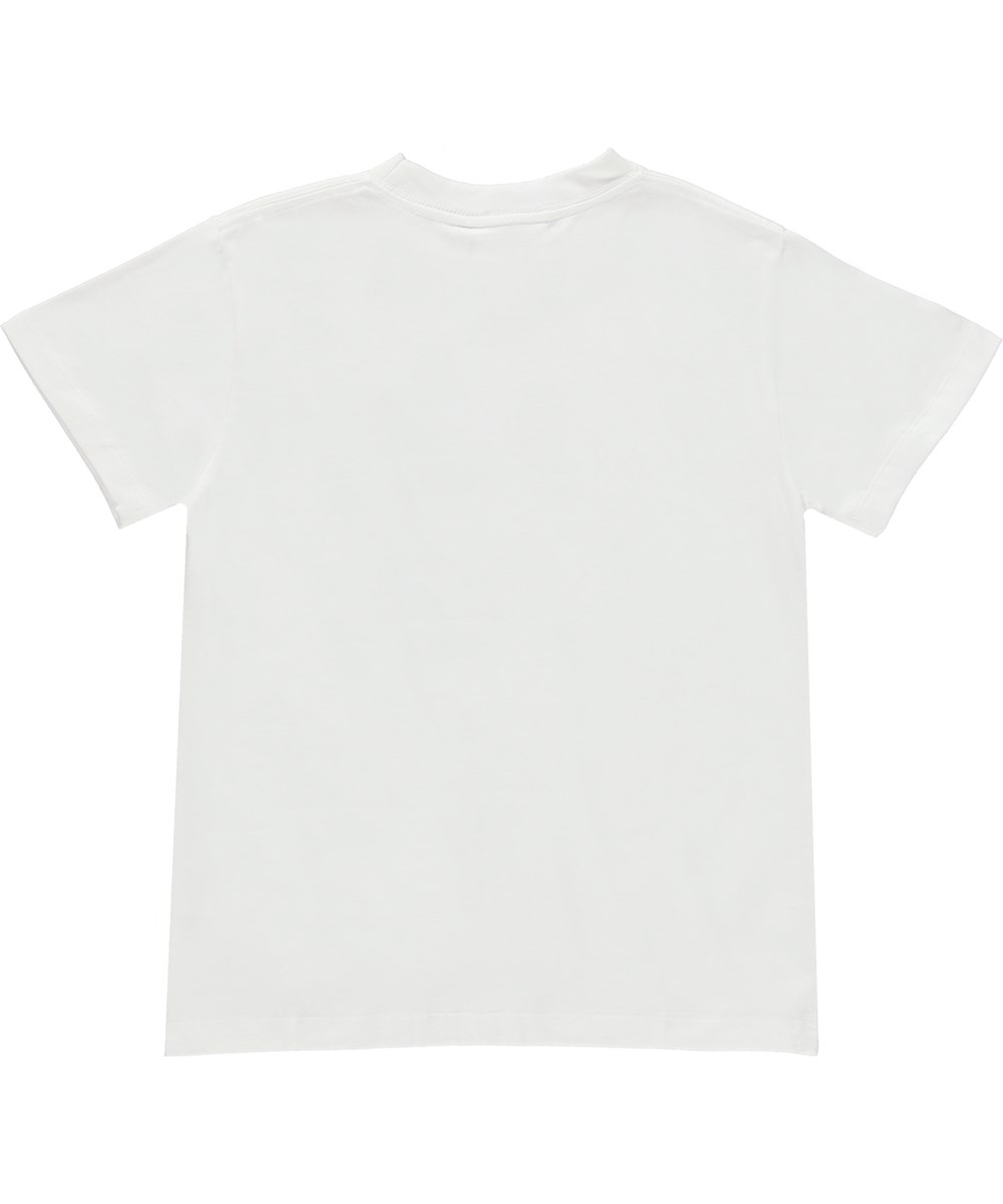 Roxo - White - White organic t-shirt with smiley face print