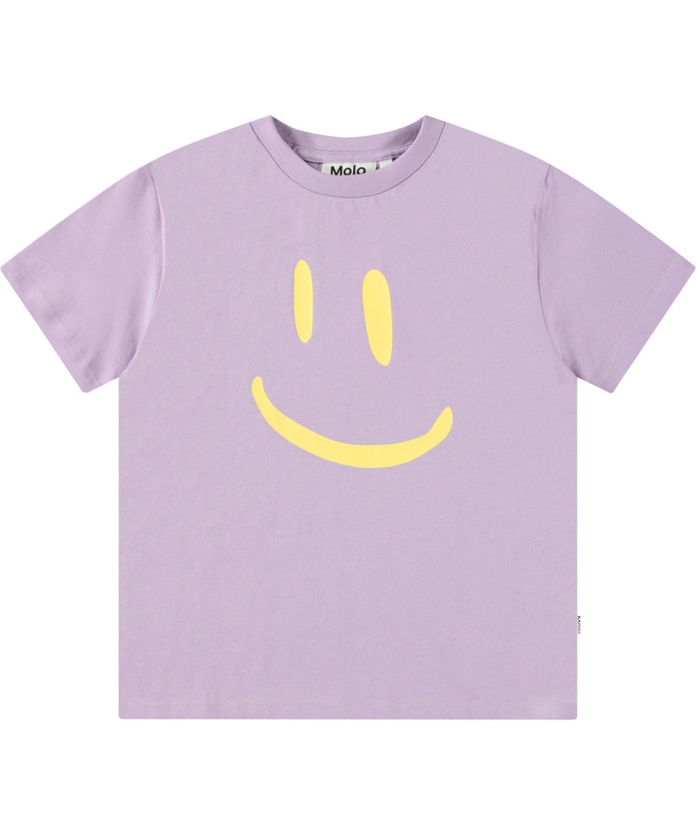 Roxo - Violaceous - Purple t-shirt for children in organic cotton with short sleeves, ribbed neckline, and a loose fit.