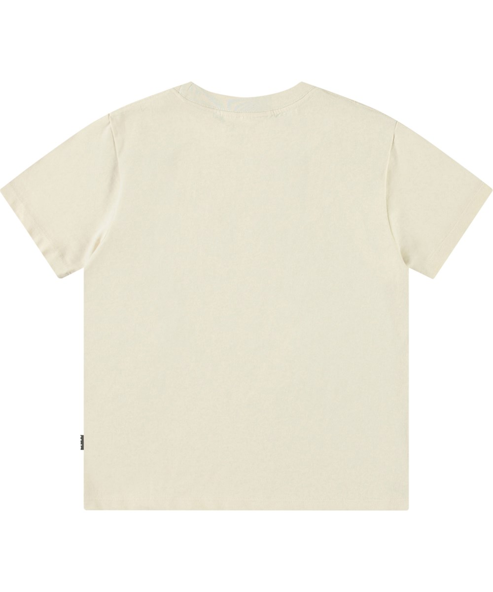 Roxo - White Noise - Off-white t-shirt for children in organic cotton with short sleeves, ribbed neckline, and a loose fit.