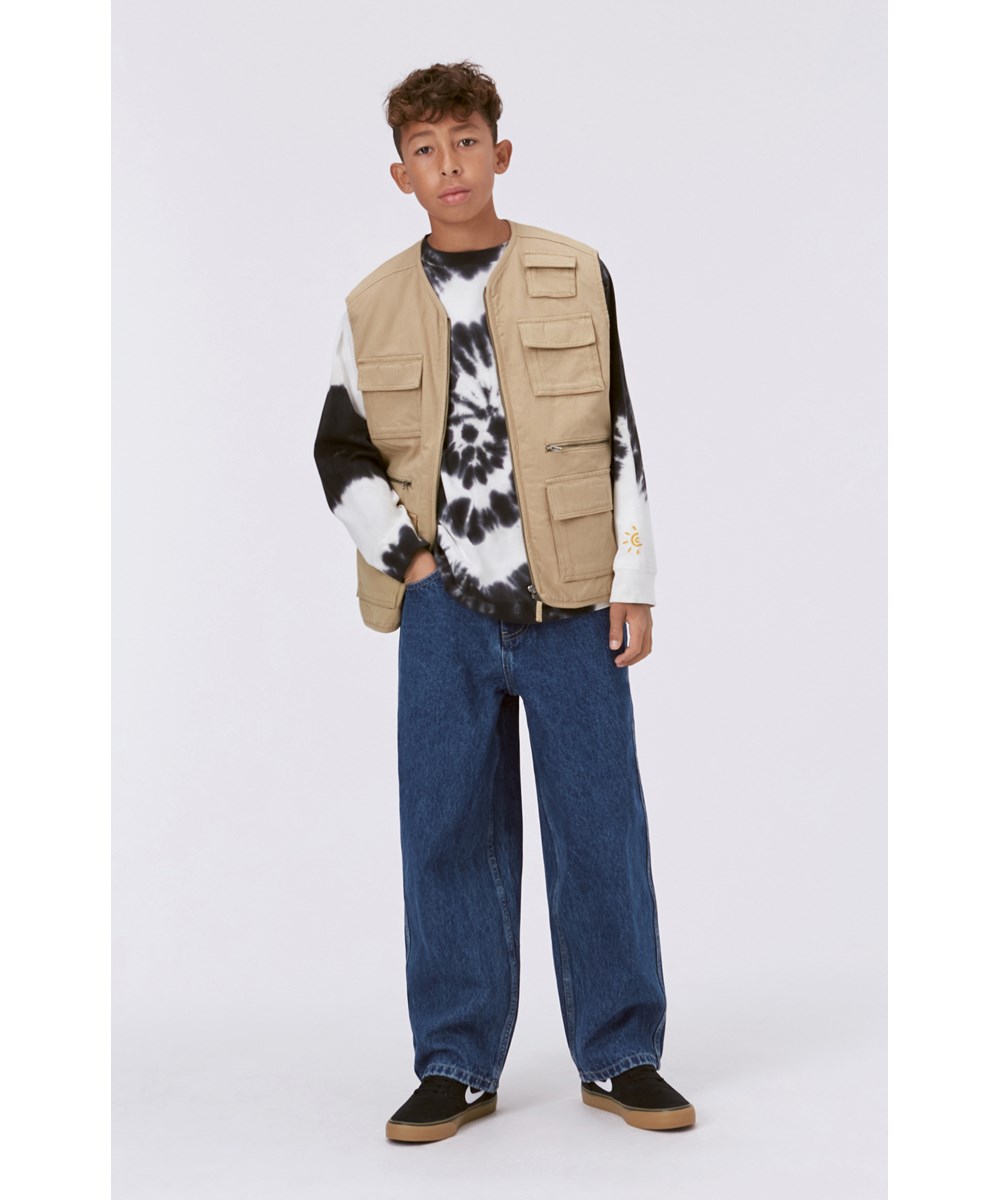 Rube - Spiral Dye - Long sleeve organic t-shirt with black/white tie-dye print