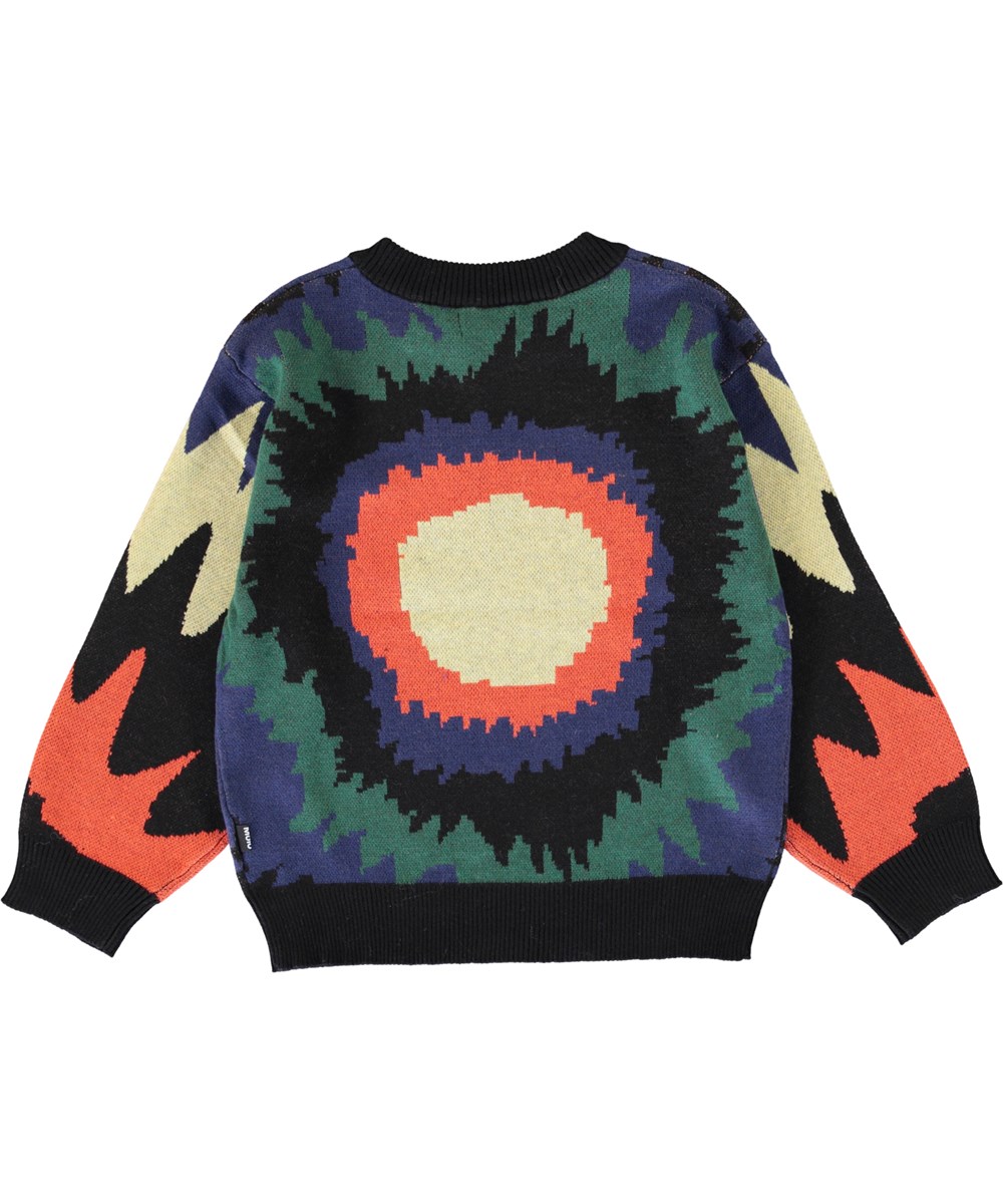 Bello - Happy Smile - farverig unisex strikbluse med smiley på fronten