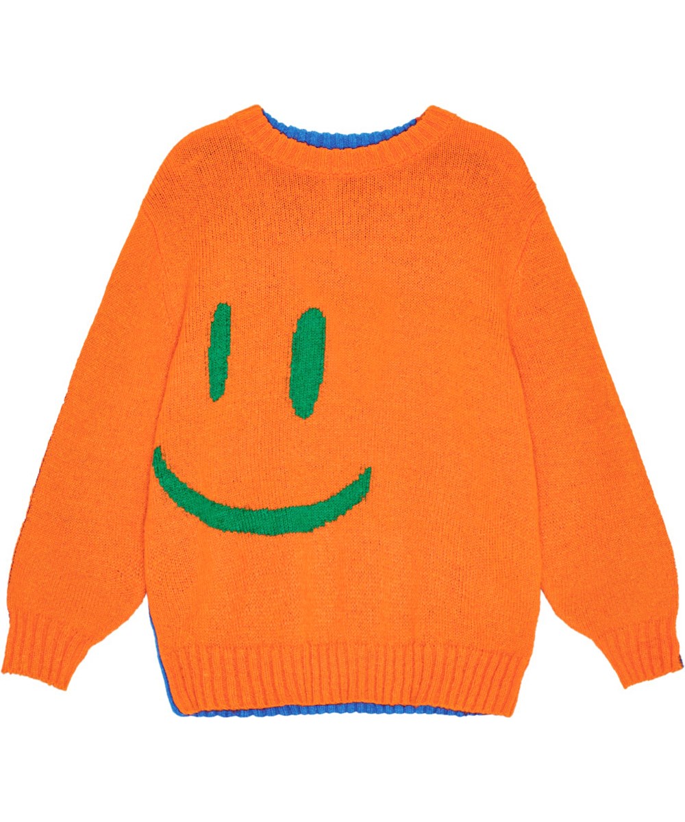Bello - Two Side Smile - Orange og blå striktrøje med smil