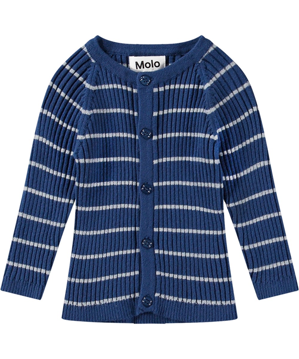 Bendix - Fjord Stripe - Blå- og hvidstribet babycardigan