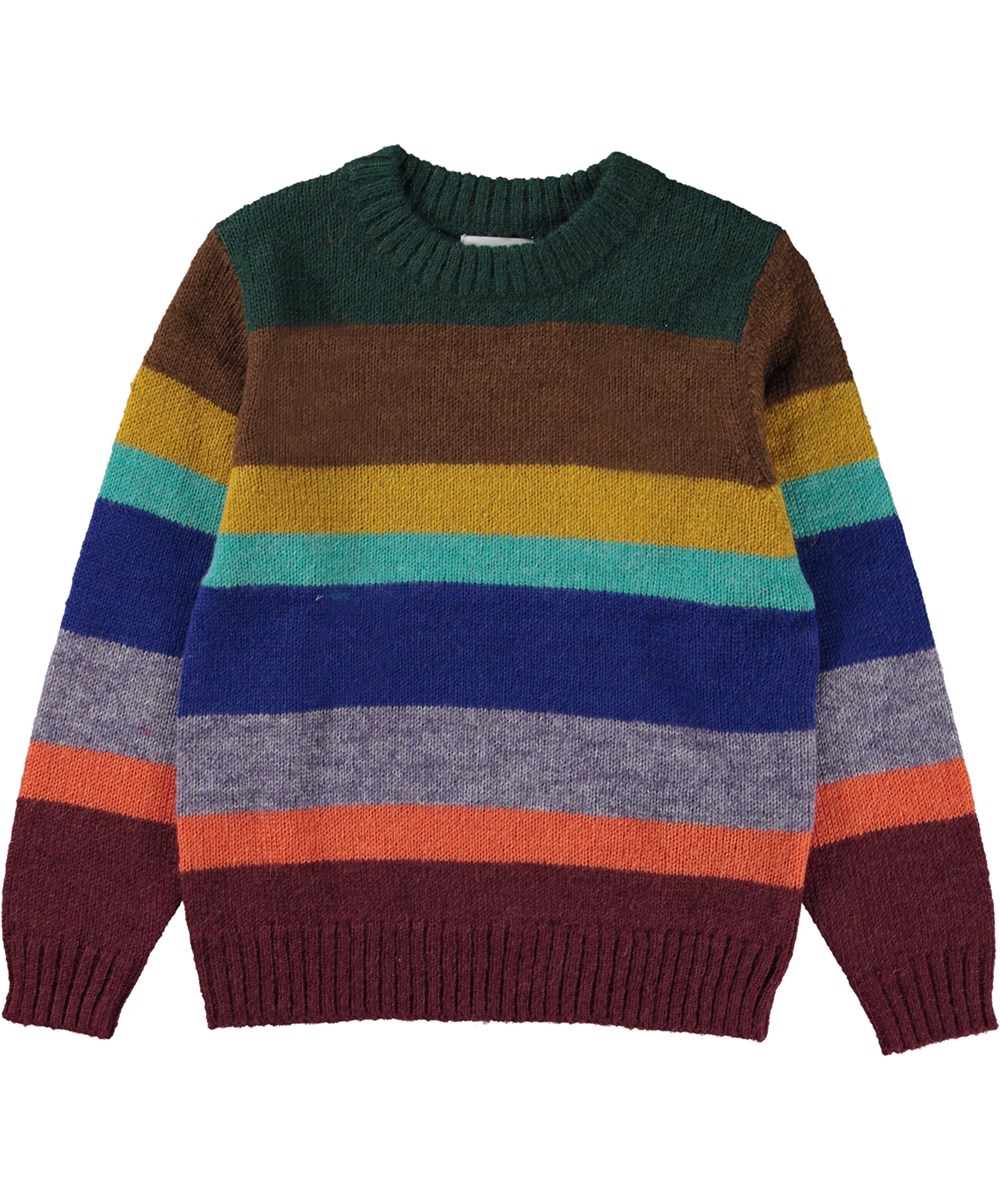 Berge - Colour Stripes - Multifarvet stribet striktrøje i alpaca uld blanding