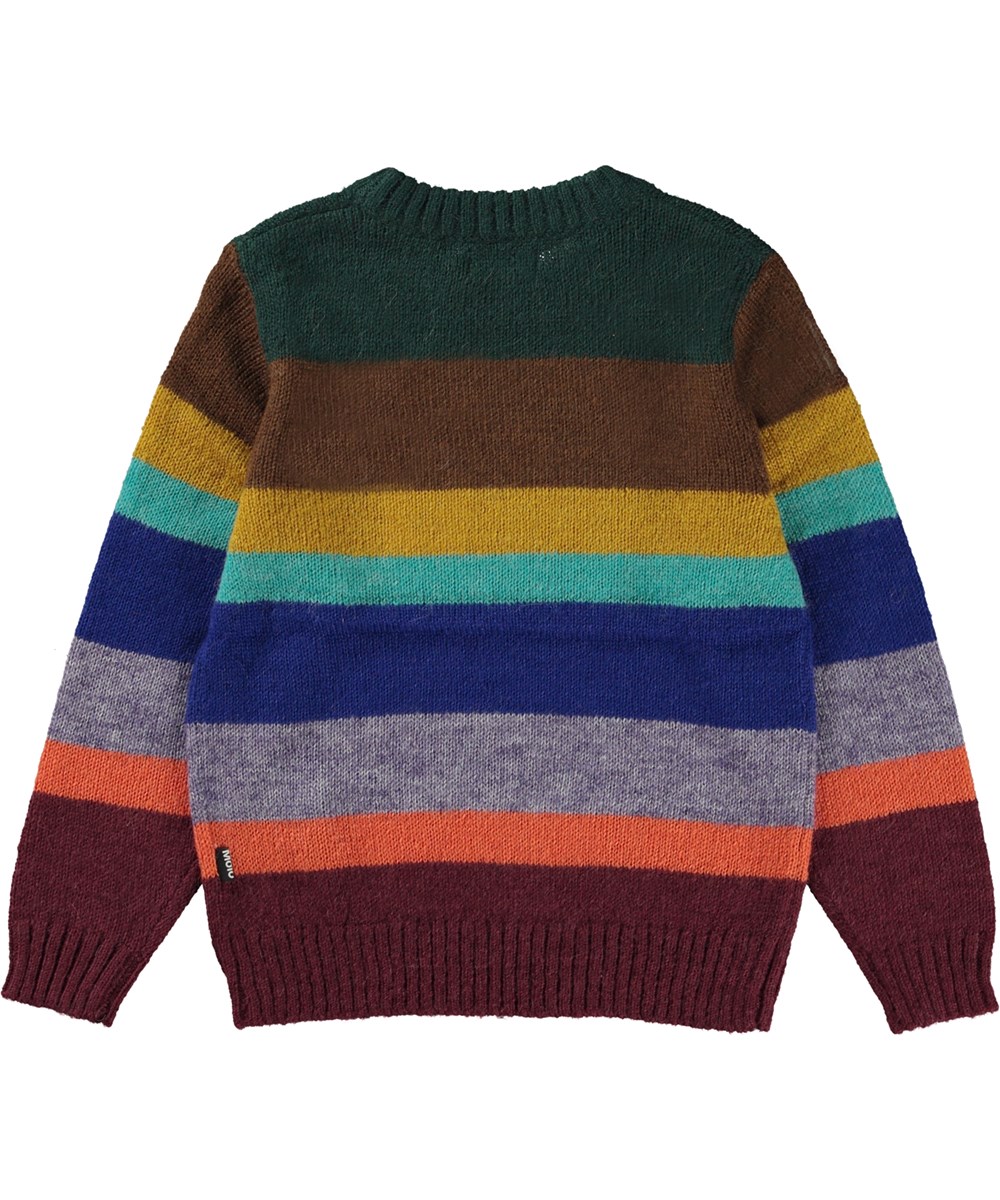 Berge - Colour Stripes - Multifarvet stribet striktrøje i alpaca uld blanding