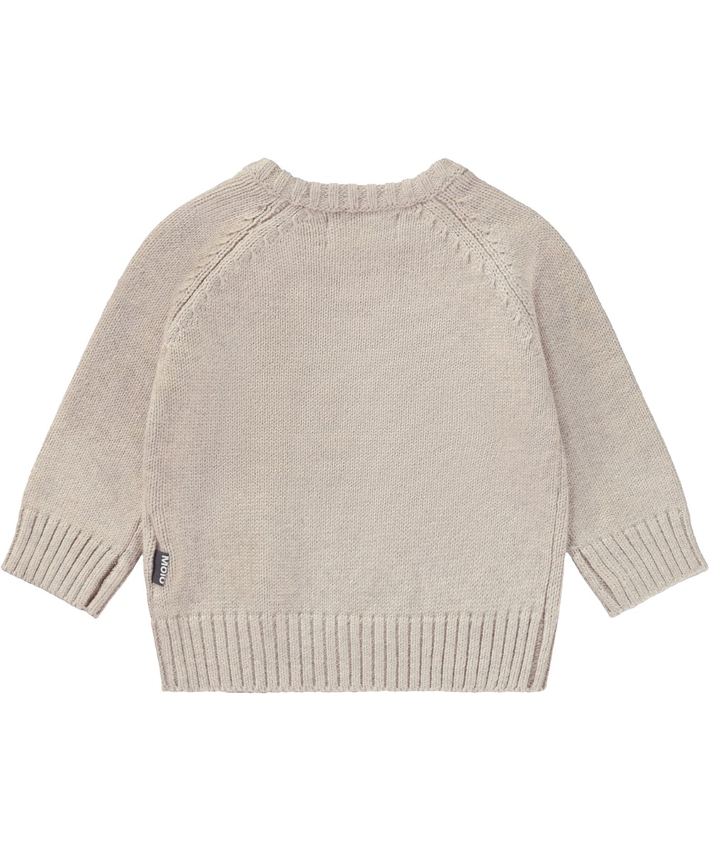 Bless - Ridge - Beige strikket babytrøje med smil