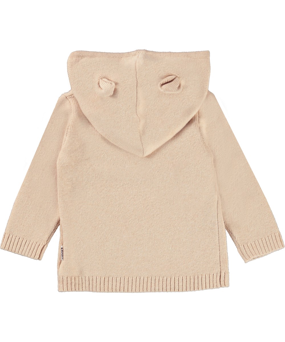 Bobby - Peachy - Rosa baby strik cardigan med hætte og ører