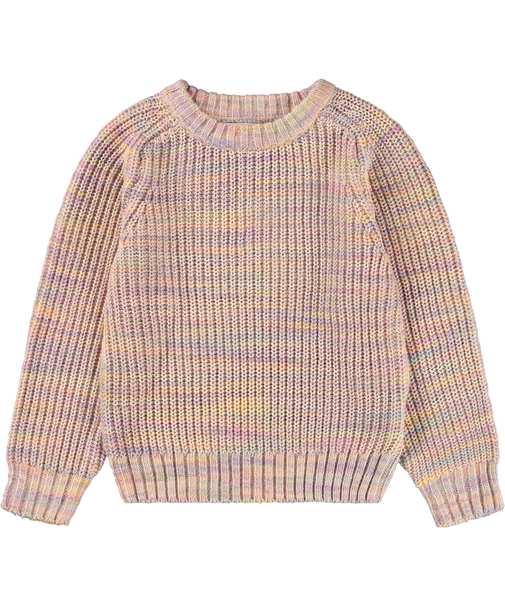 Bosse - Space Dye Rose - Multifarvet striktrøje i rosa nuancer lavet i uldblanding til børn