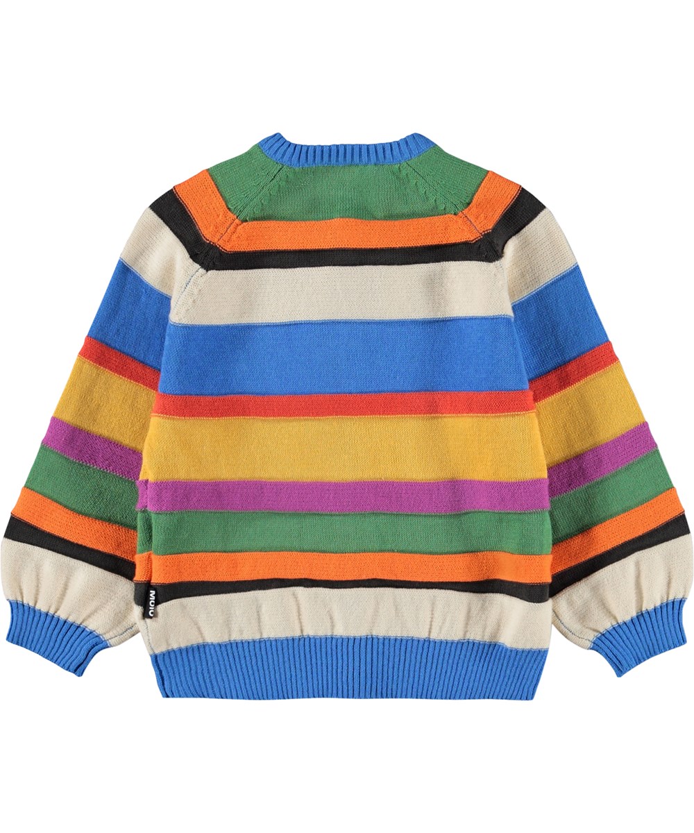 Brody - Stripy Colours - Multifarvet strikcardigan med striber til baby i blød økologisk bomuld 