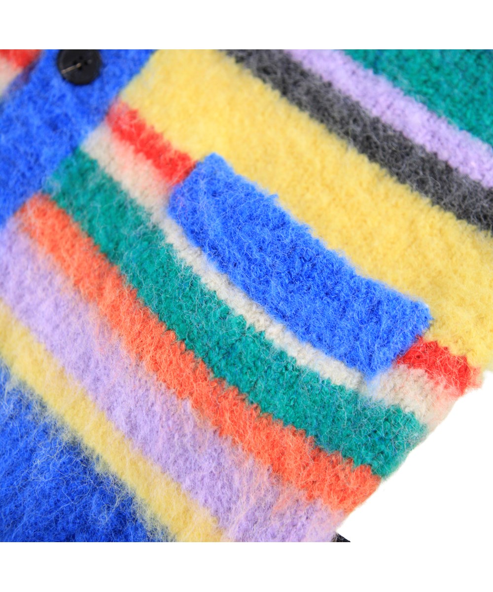 Brutus - Fuzzy Stripe - Fluffy multifarvet stribet cardigan til børn