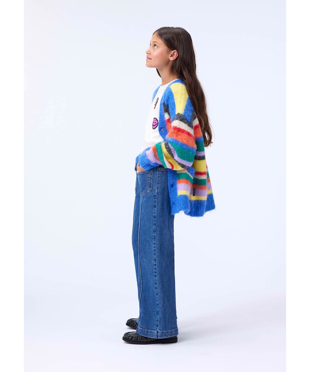 Brutus - Fuzzy Stripe - Fluffy multifarvet stribet cardigan til børn
