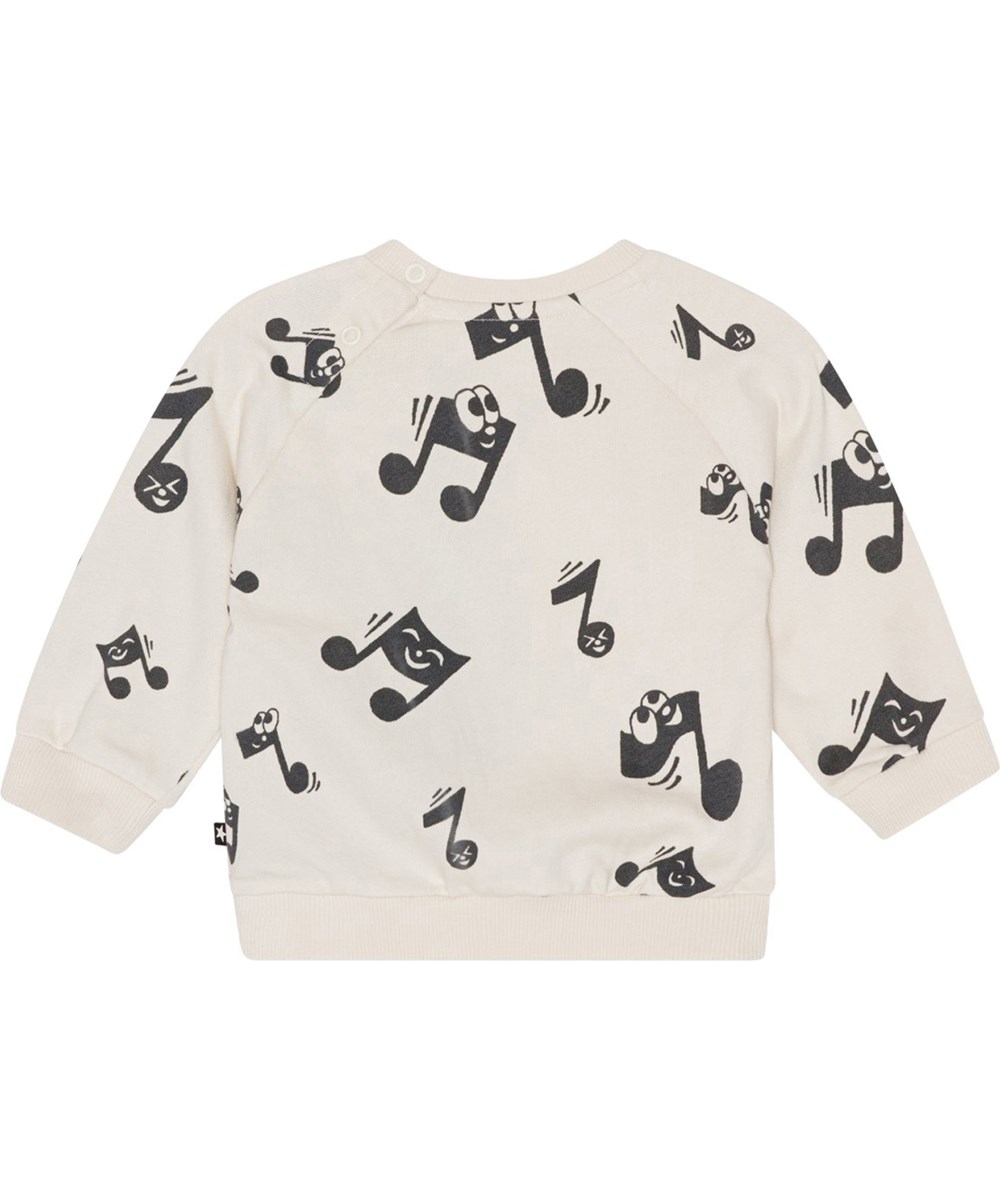 Disc - Happy Notes - Råhvid sweater til de mindste i økologisk bomuldsjersey